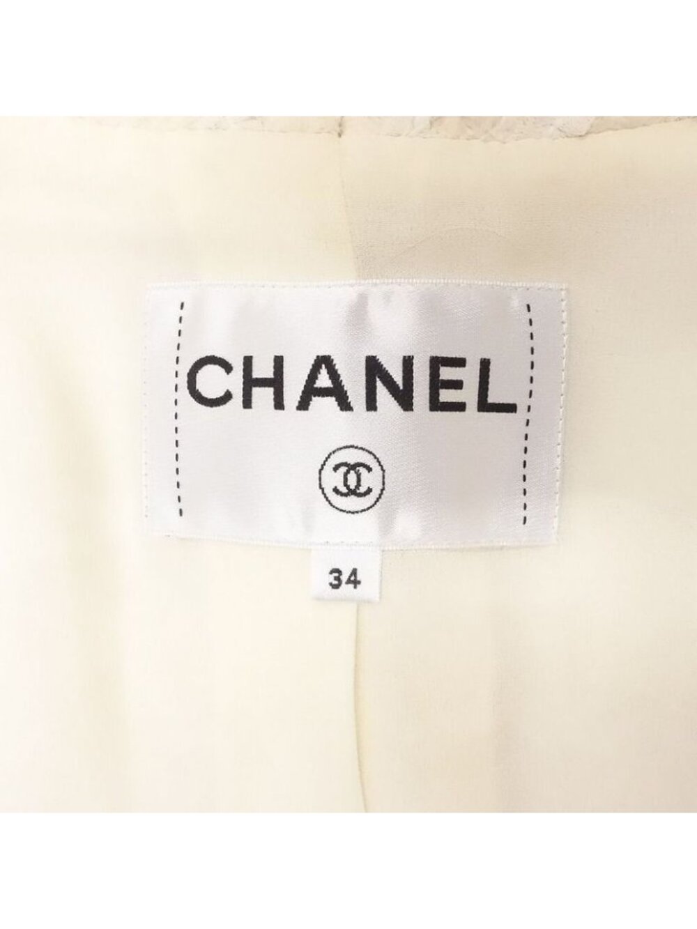 Chanel Coco Mark Scalloped Collar Tweed Jacket Ivory Size - Picture 9 of 10